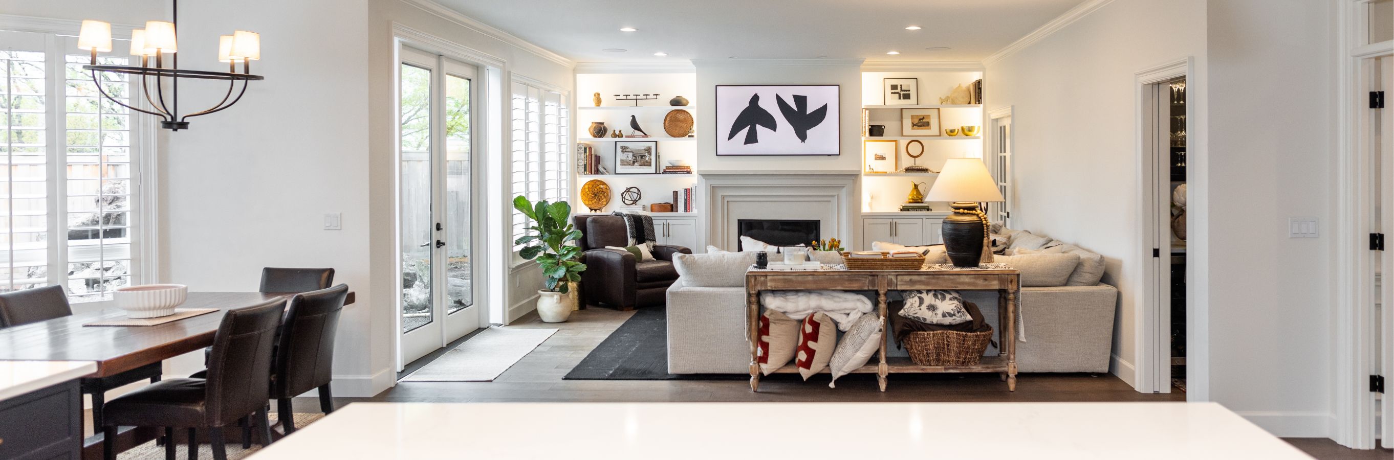 The remodeled living room in West Linn, OR